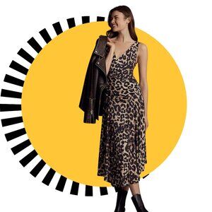 NWT Anthropologie Leopard Print Midi Dress, L (Hope for Flowers by Tracy Reese)
